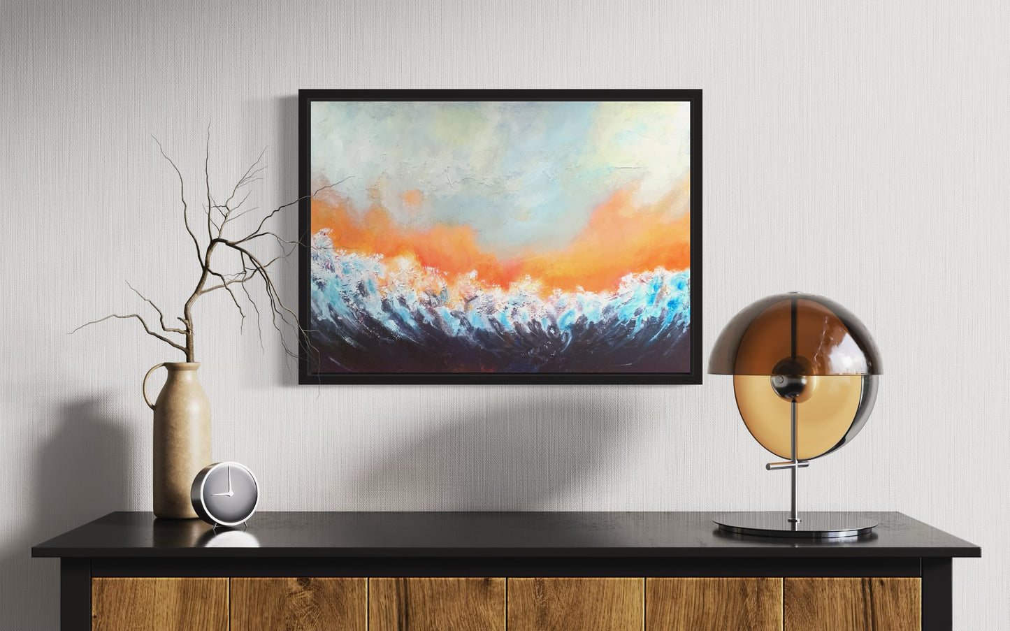 Radiant Awakening: Acrylic Abstract Seascape by Peter Wellington
