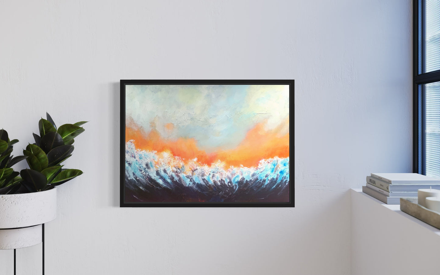 Radiant Awakening: Acrylic Abstract Seascape by Peter Wellington
