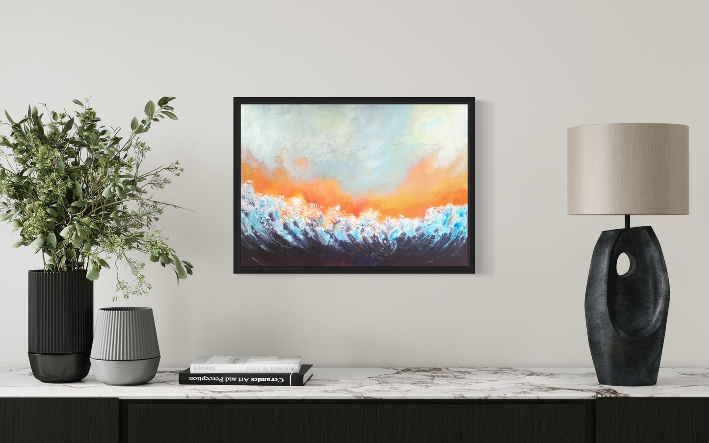 Radiant Awakening: Acrylic Abstract Seascape by Peter Wellington
