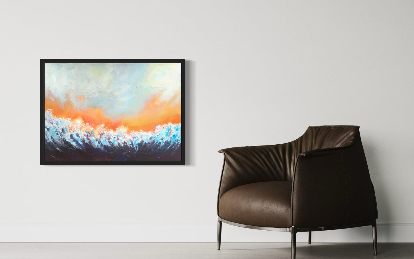 Radiant Awakening: Acrylic Abstract Seascape by Peter Wellington