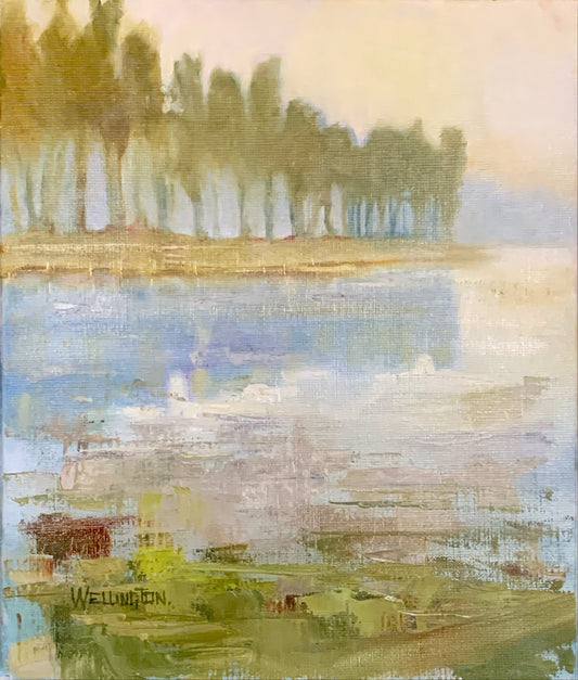 Misty Morning on the Loing, Moret-sur-Loing — Original Oil Painting