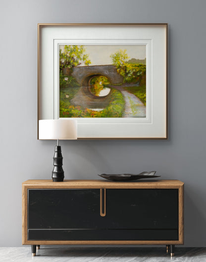 The Cunning Man Bridge – Canal Landscape Art Print | Kennet & Avon Canal | English Waterside Painting