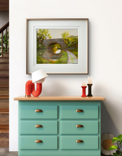 The Cunning Man Bridge – Canal Landscape Art Print | Kennet & Avon Canal | English Waterside Painting