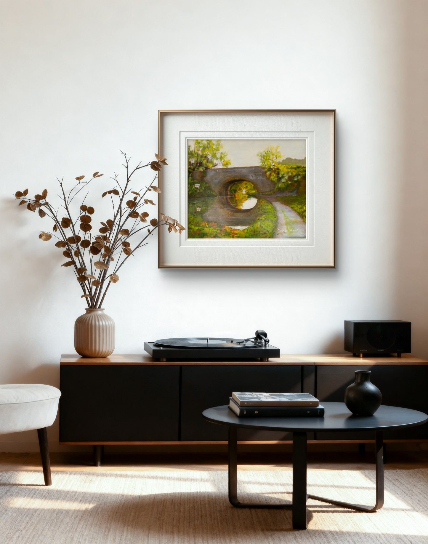 The Cunning Man Bridge – Canal Landscape Art Print | Kennet & Avon Canal | English Waterside Painting