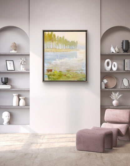 Misty Morning on the Loing, Moret-sur-Loing — Original Oil Painting
