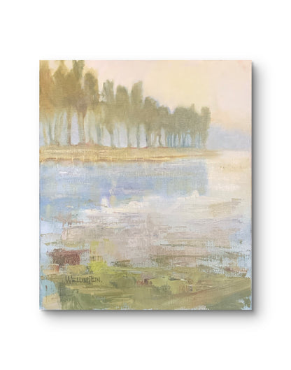 Misty Morning on the Loing, Moret-sur-Loing — Original Oil Painting