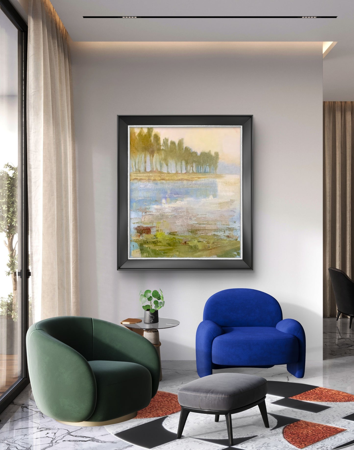 Misty Morning on the Loing, Moret-sur-Loing — Original Oil Painting
