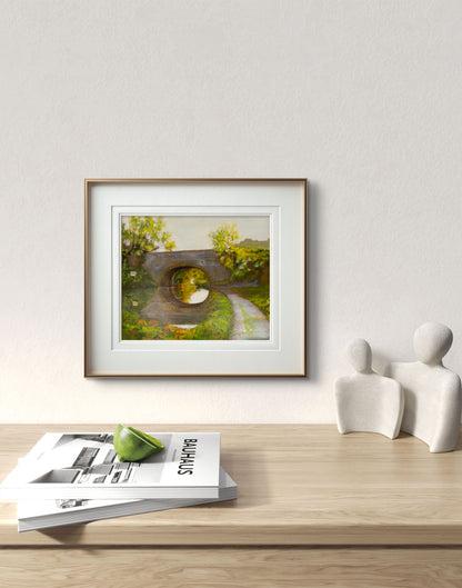 The Cunning Man Bridge – Canal Landscape Art Print | Kennet & Avon Canal | English Waterside Painting