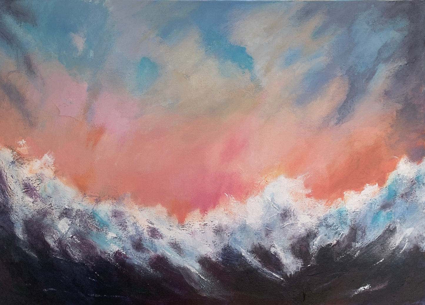 Dawn's Embrace: Acrylic Abstract Seascape by Peter Wellington