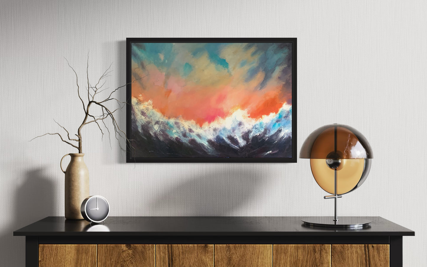 Dawn's Embrace: Acrylic Abstract Seascape by Peter Wellington