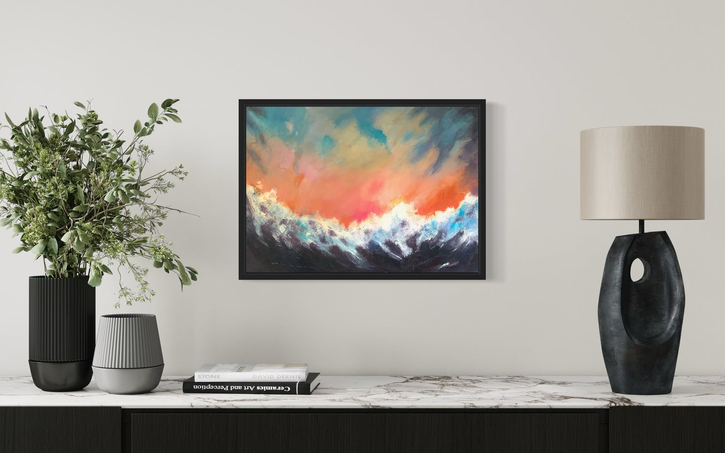 Dawn's Embrace: Acrylic Abstract Seascape by Peter Wellington