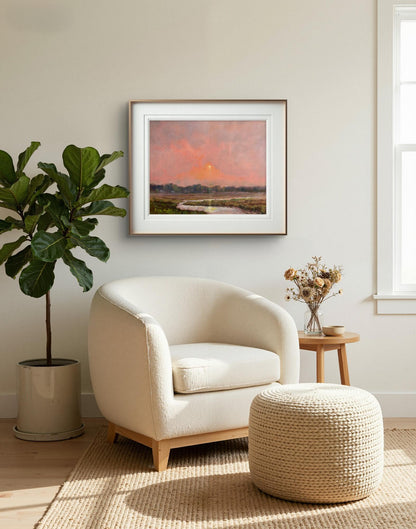 Pink Sky Landscape Giclée Print | Atmospheric Fine Art