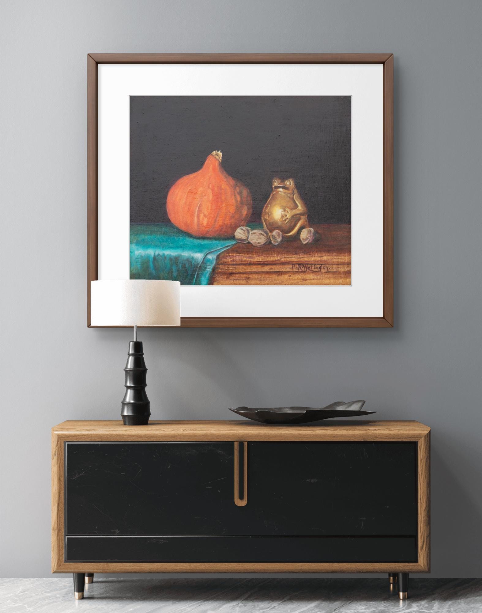 Still Life with Frog – Giclée Fine Art Print | Contemporary Still Life Painting | Frog Art Print | Quiet Whimsical Wall Art