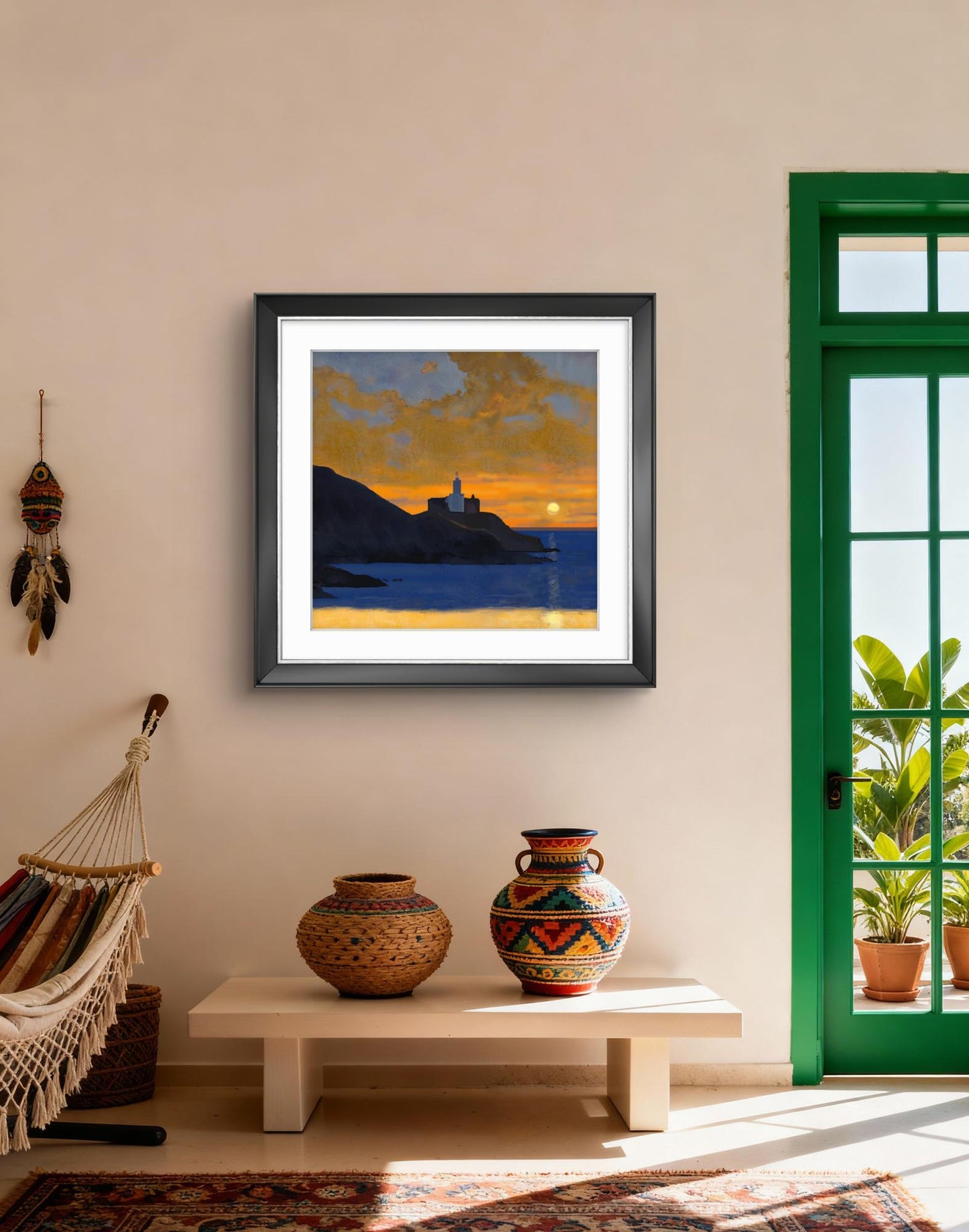 Sunset Over Mumbles Lighthouse – Square Giclée Fine Art Print | Swansea Bay | South Wales Coastal Art