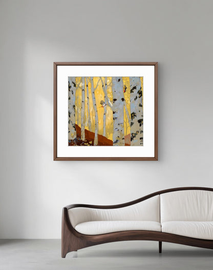 Woodpeckers in the Birch Forest – Square Giclée Fine Art Print | Woodland Birds | Nature Art by Peter Wellington