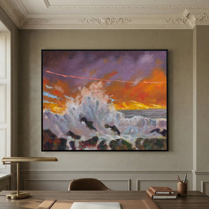 The Crashing Wave – Framed Canvas Print | Atmospheric Seascape Art