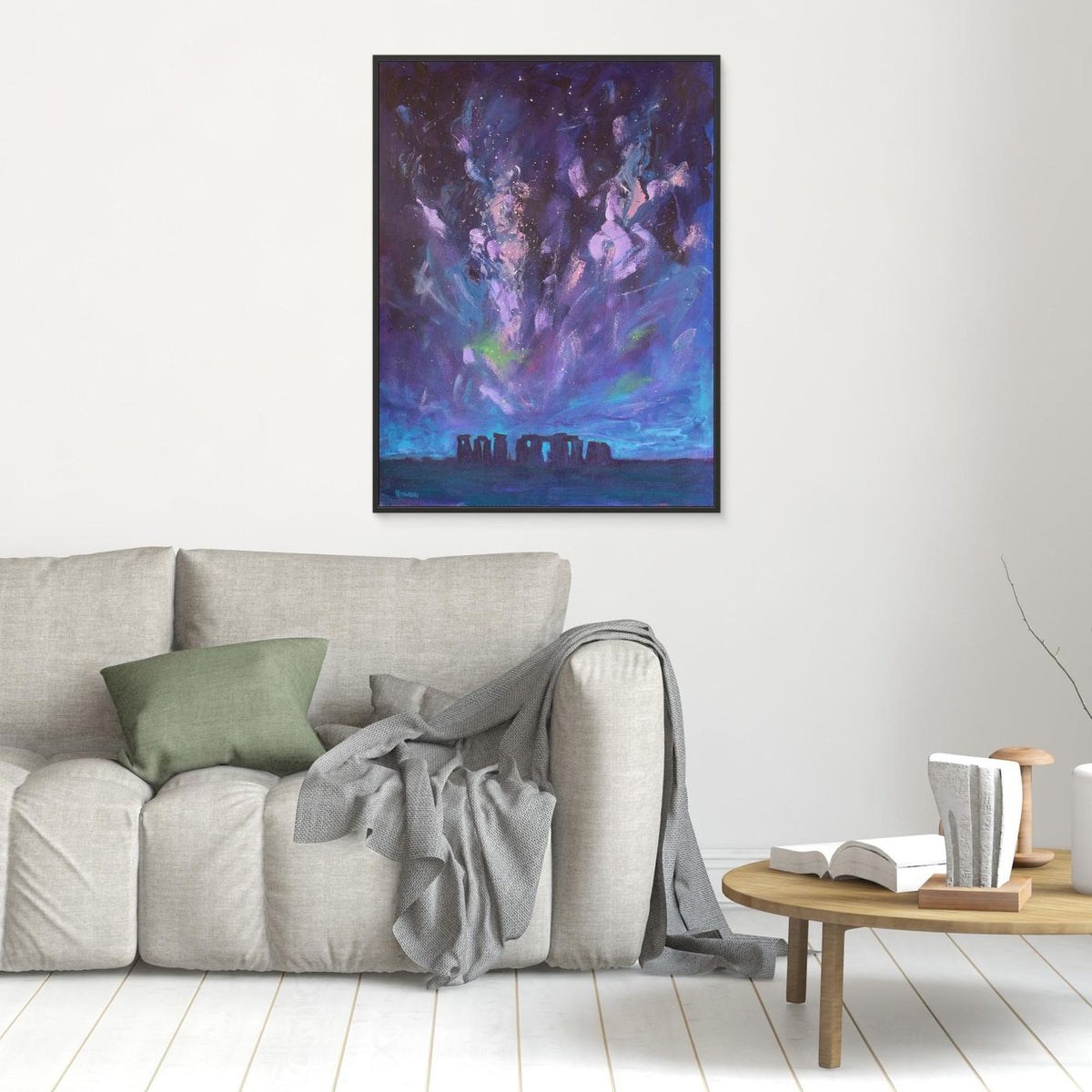 Under Infinite Skies – Stonehenge Beneath the Milky Way (Framed Canvas Print)