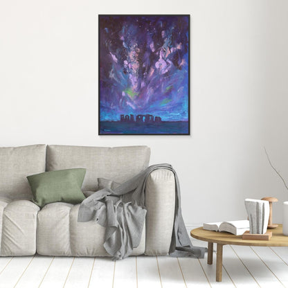 Under Infinite Skies – Stonehenge Beneath the Milky Way (Framed Canvas Print)
