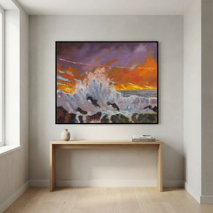 The Crashing Wave – Framed Canvas Print | Atmospheric Seascape Art