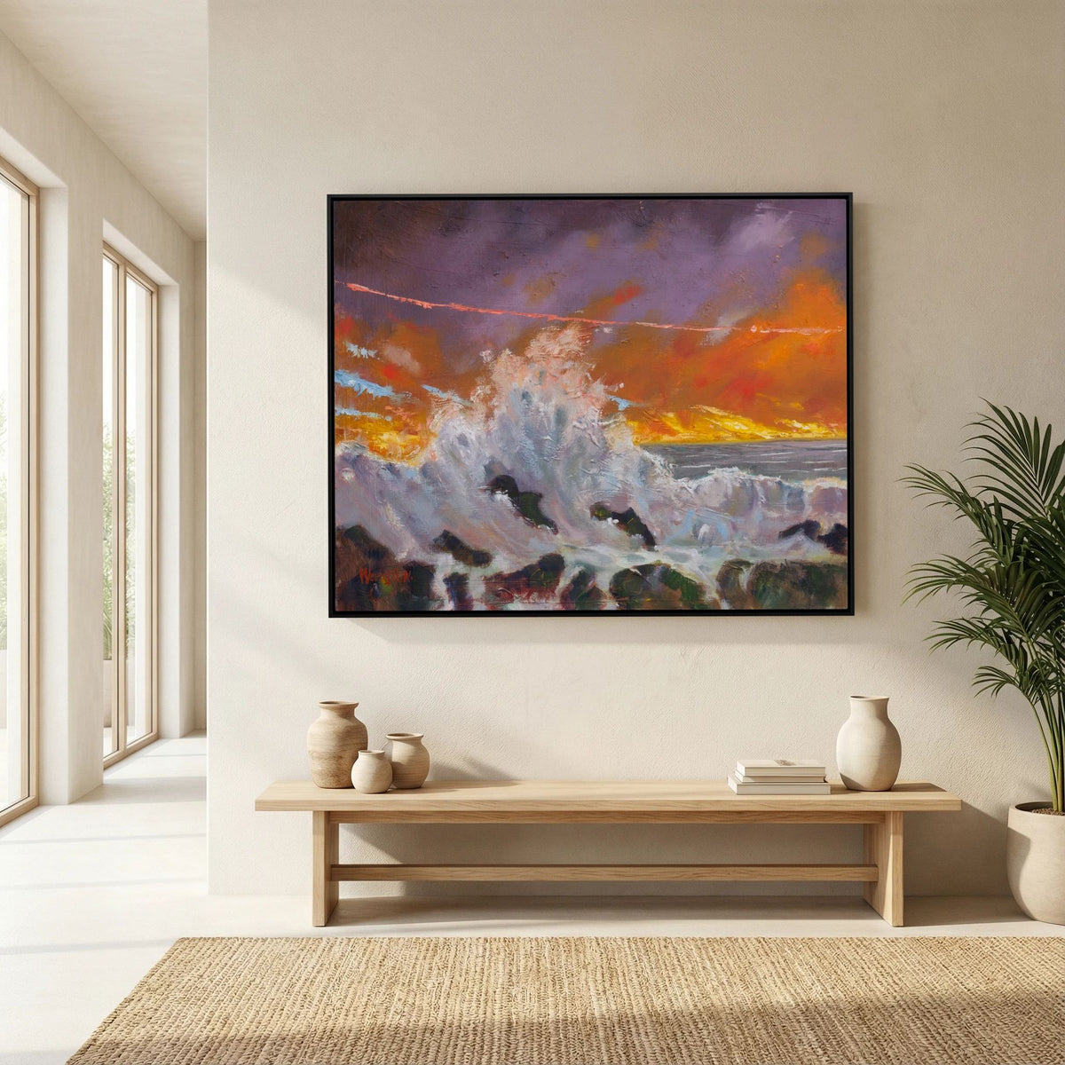 The Crashing Wave – Framed Canvas Print | Atmospheric Seascape Art