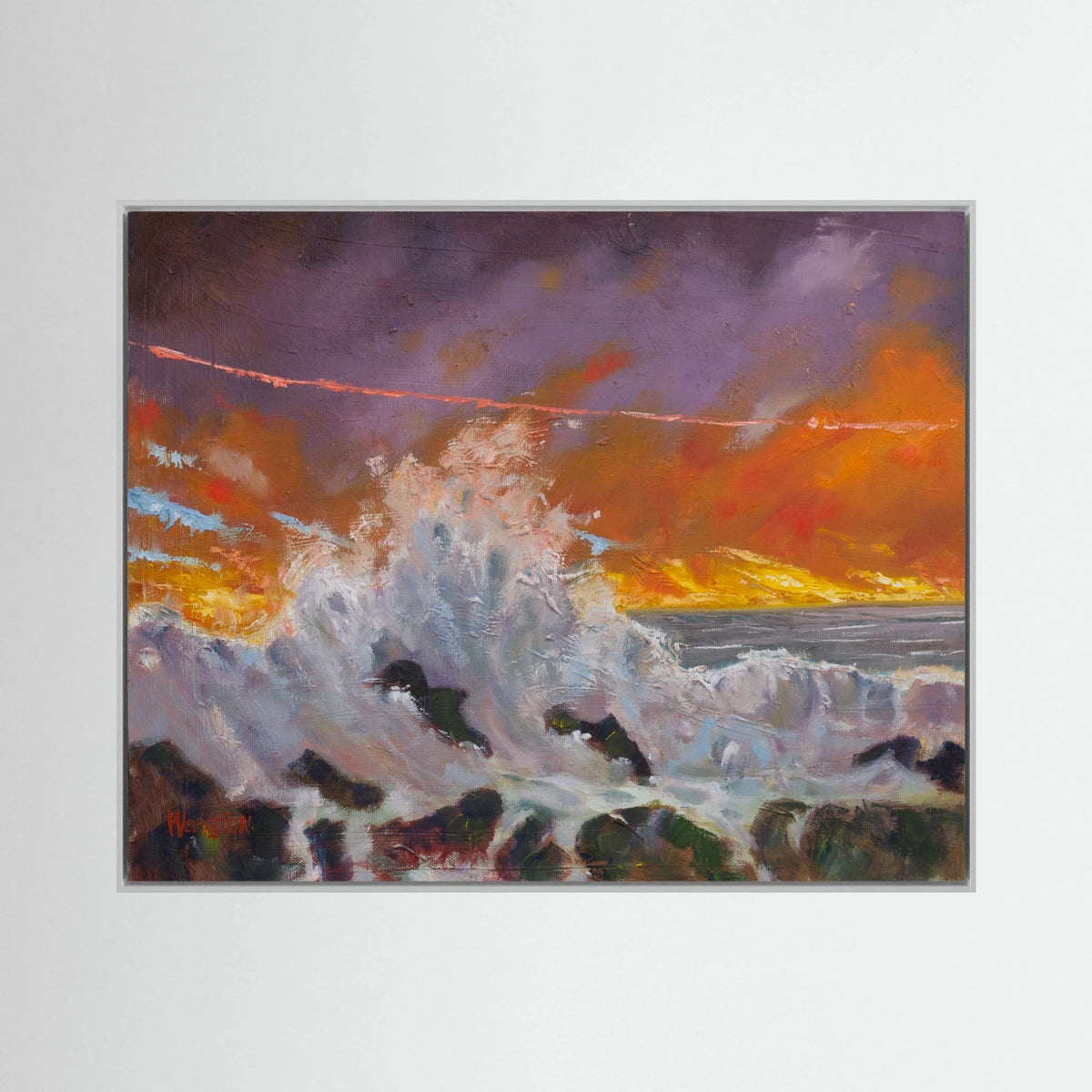 The Crashing Wave – Framed Canvas Print | Atmospheric Seascape Art