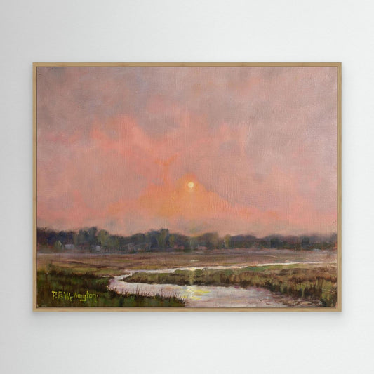 Pink Sky Landscape Framed Canvas Print | Atmospheric Fine Art