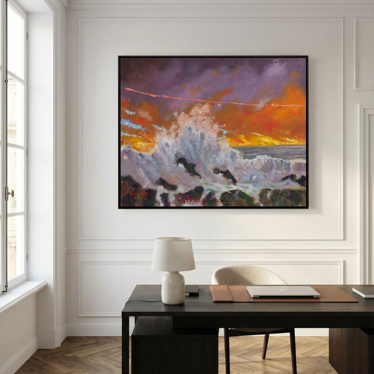 The Crashing Wave – Framed Canvas Print | Atmospheric Seascape Art