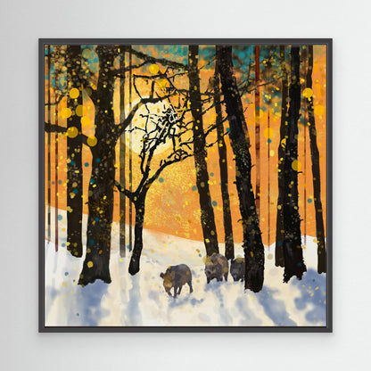 Forest Boars in Snow
