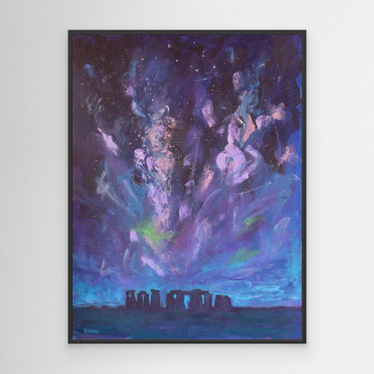 Under Infinite Skies – Stonehenge Beneath the Milky Way (Framed Canvas Print)