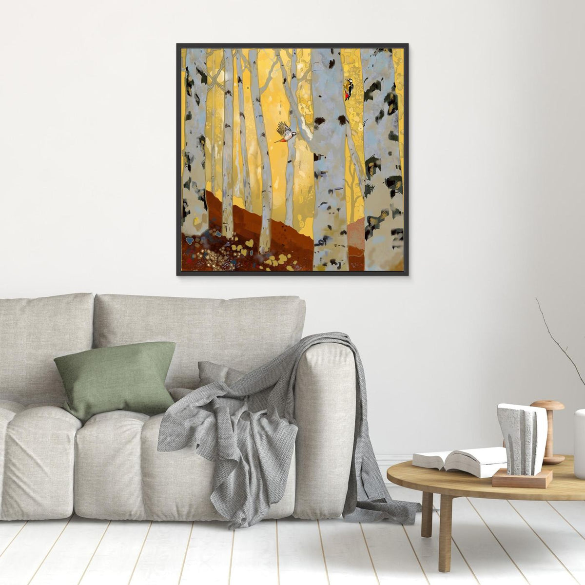 Woodpeckers in the Birch Forest - Canvas Art Print