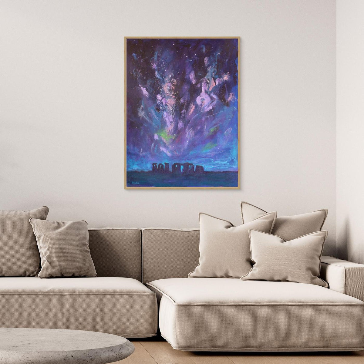 Under Infinite Skies – Stonehenge Beneath the Milky Way (Framed Canvas Print)