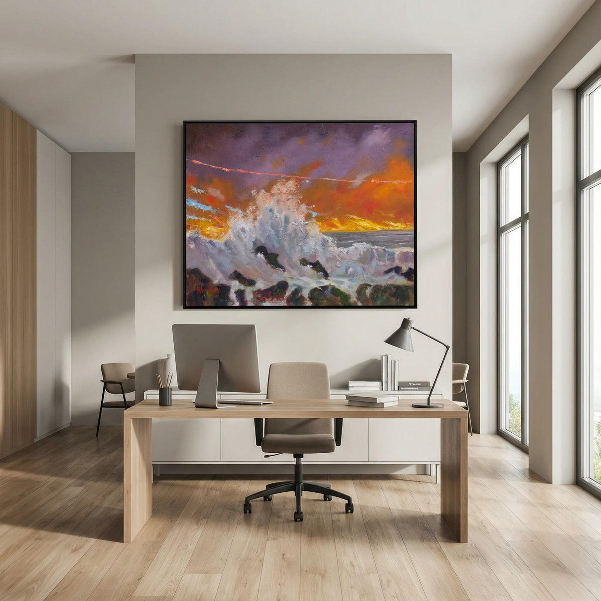 The Crashing Wave – Framed Canvas Print | Atmospheric Seascape Art