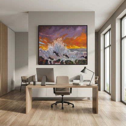The Crashing Wave – Framed Canvas Print | Atmospheric Seascape Art