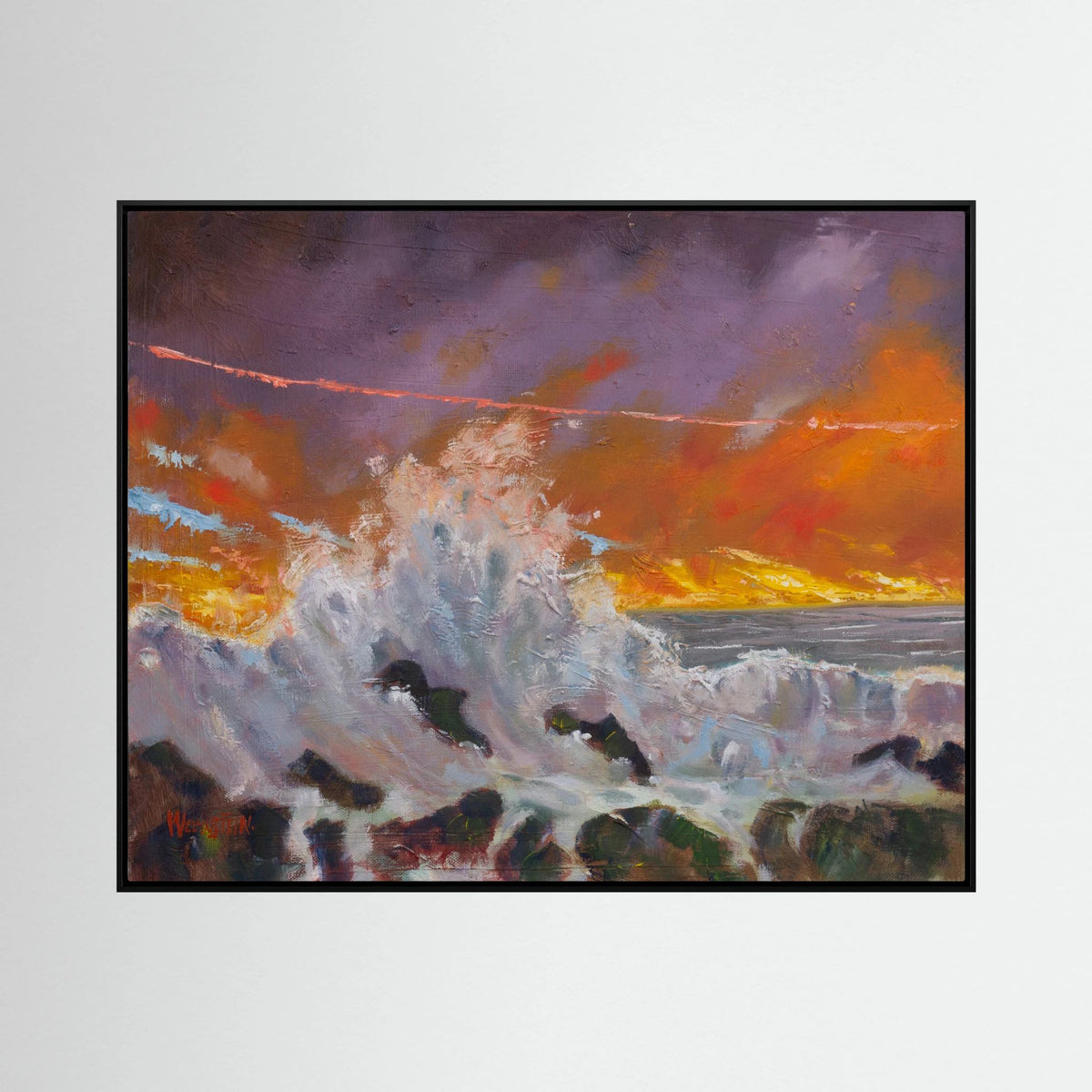 The Crashing Wave – Framed Canvas Print | Atmospheric Seascape Art