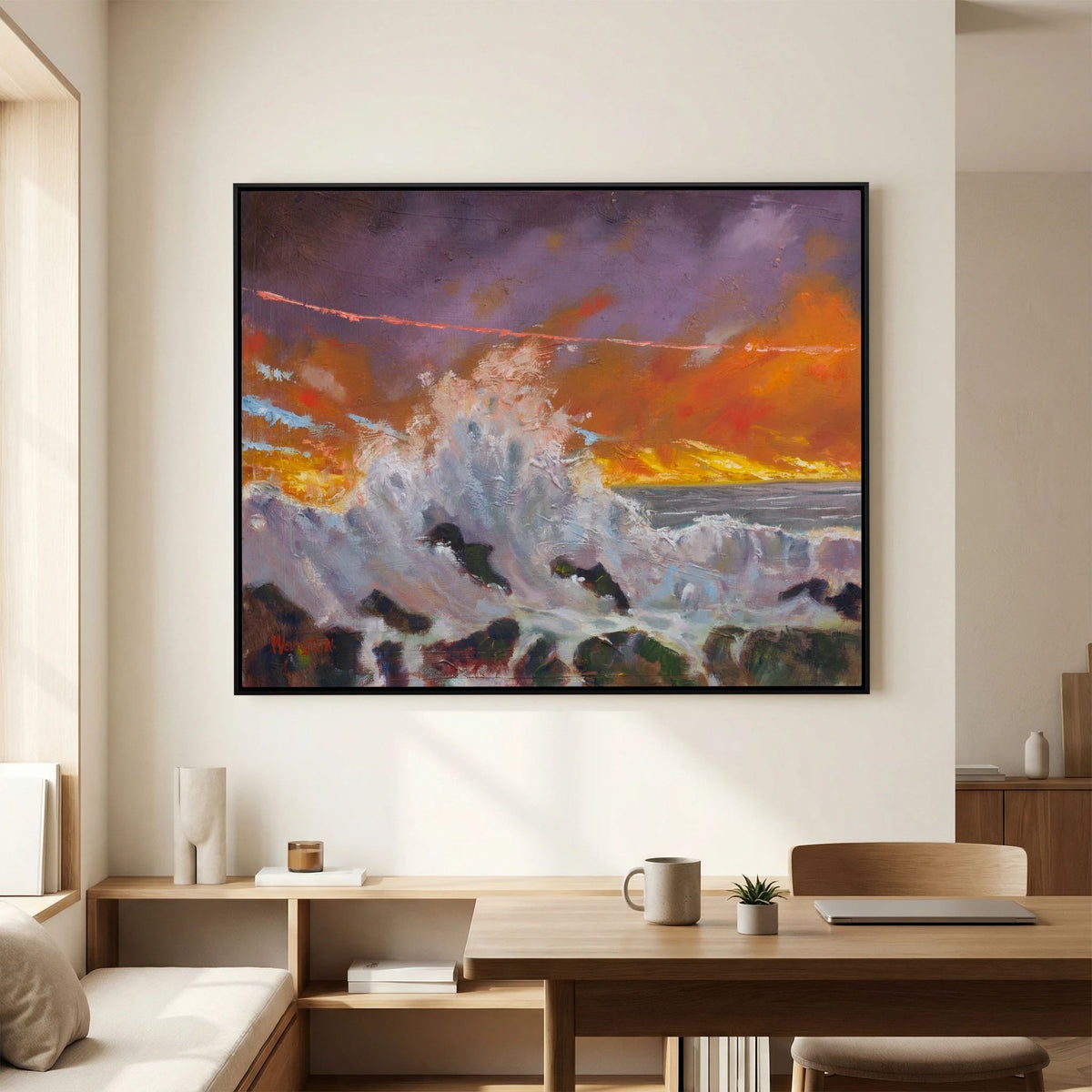 The Crashing Wave – Framed Canvas Print | Atmospheric Seascape Art