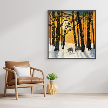 Forest Boars in Snow