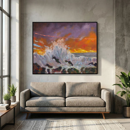 The Crashing Wave – Framed Canvas Print | Atmospheric Seascape Art