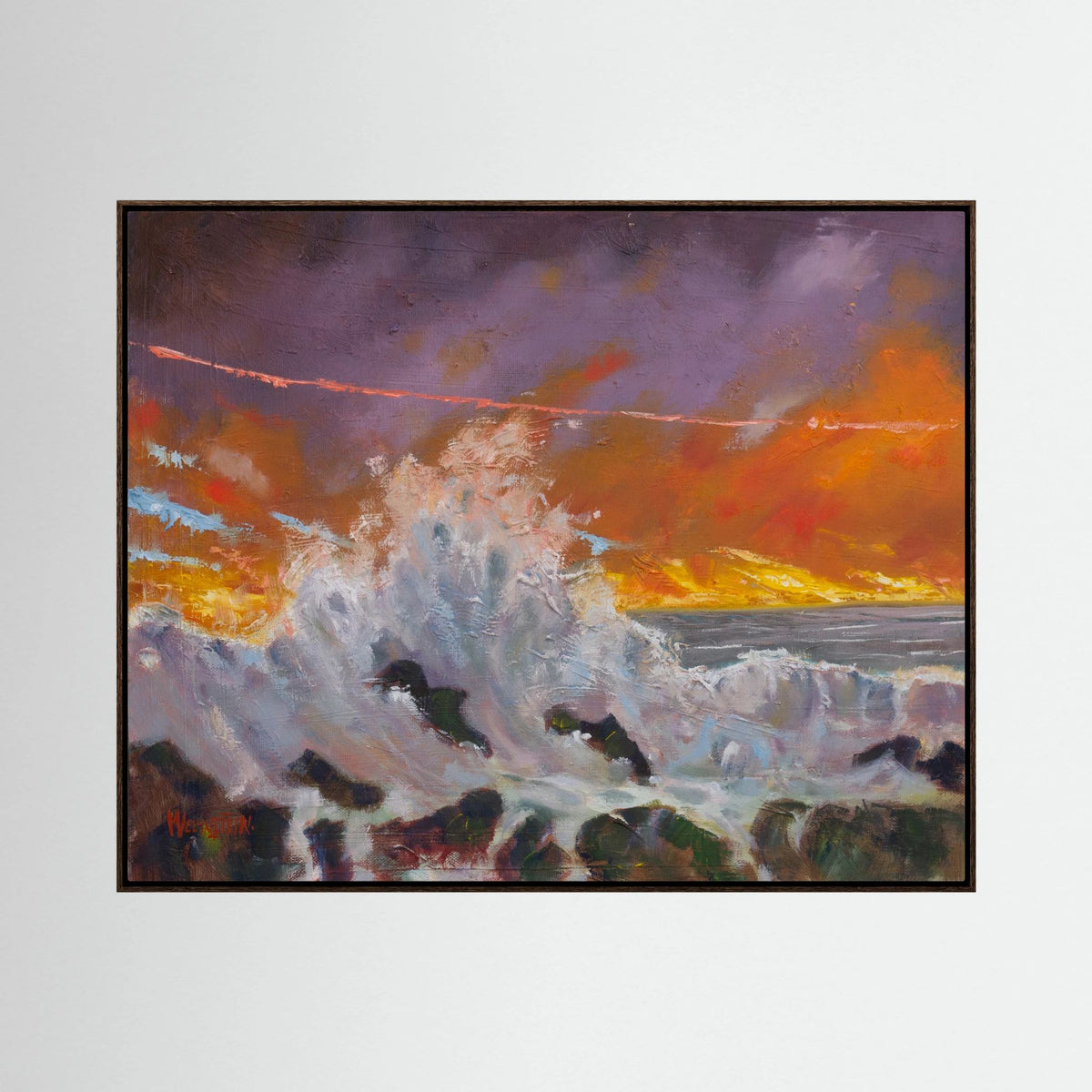 The Crashing Wave – Framed Canvas Print | Atmospheric Seascape Art