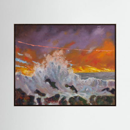The Crashing Wave – Framed Canvas Print | Atmospheric Seascape Art