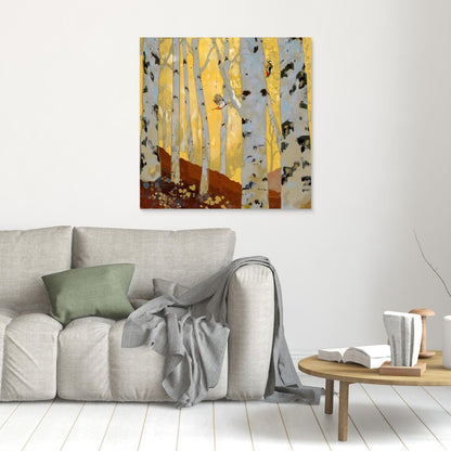 Woodpeckers in the Birch Forest - Canvas Art Print