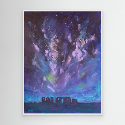 Under Infinite Skies – Stonehenge Beneath the Milky Way (Framed Canvas Print)