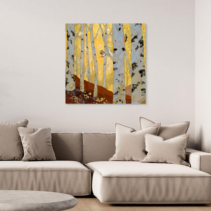 Woodpeckers in the Birch Forest - Canvas Art Print